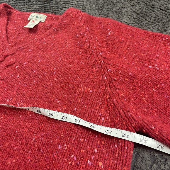 L.L. Bean Women's XL Red Lambswool Mohair Blend Sweater Cable Knit Christmas VTG - Picture 3 of 6
